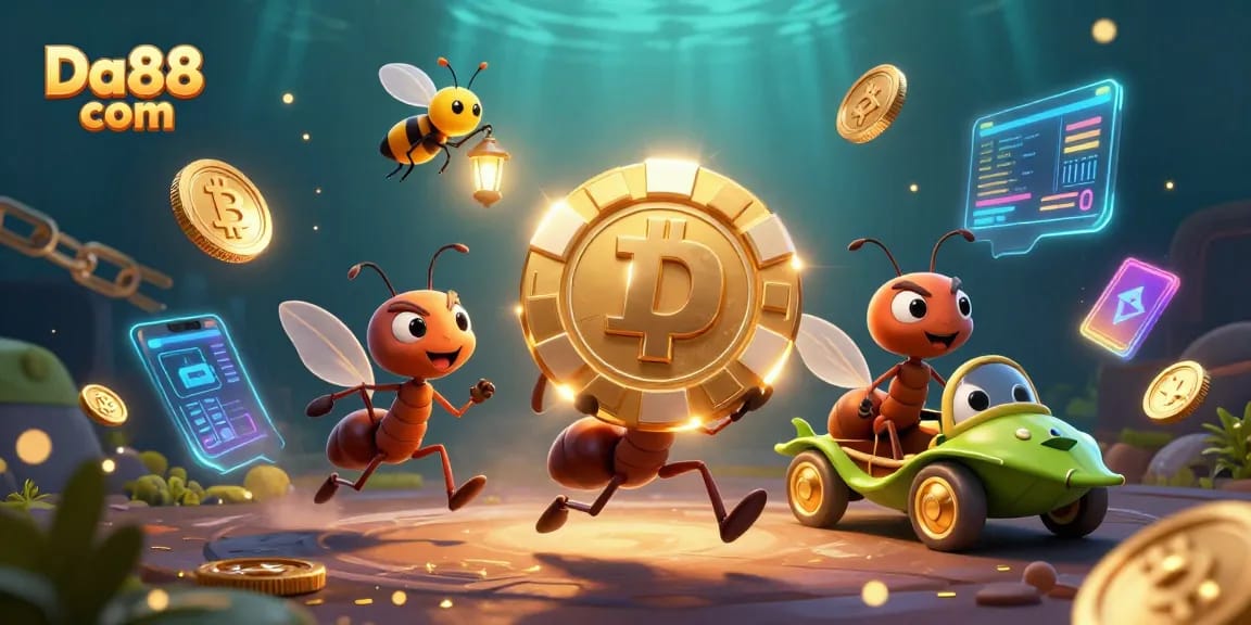 Engage with thrilling adventures in Da88 com as cartoon ants heist golden poker chips!