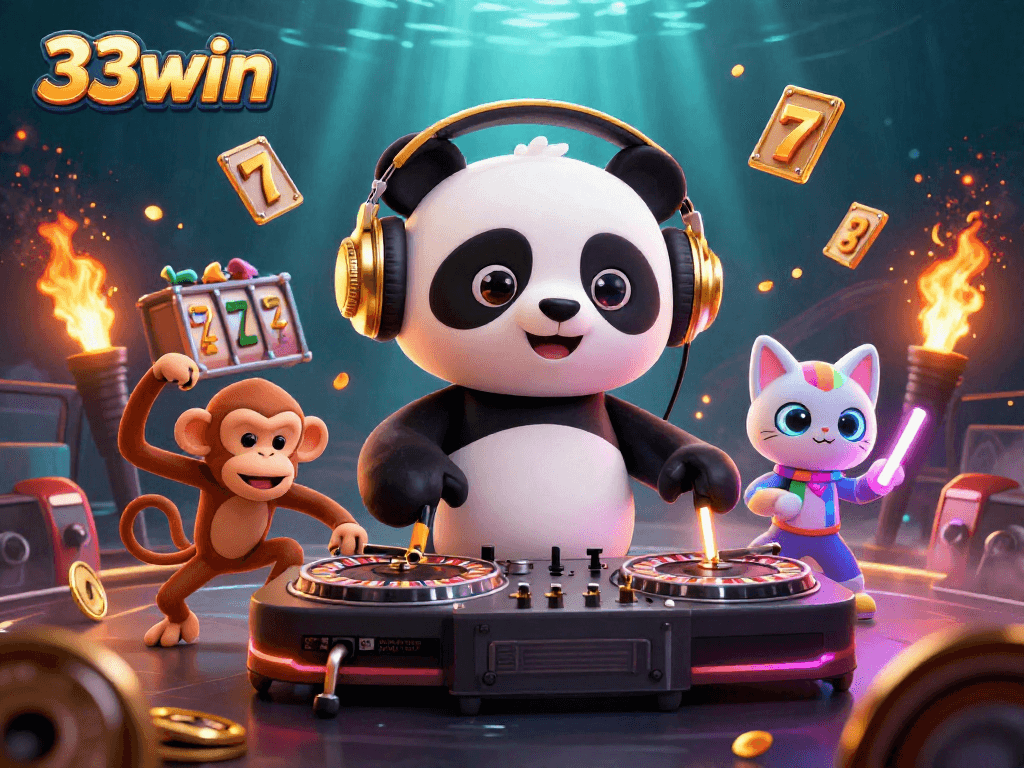 Experience thrilling slots action at 33win with engaging characters and vibrant casino elements.