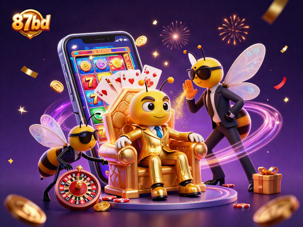 Experience luck and strategy with 87bd’s buzzing bumblebee mob boss in a lavish casino scene.
