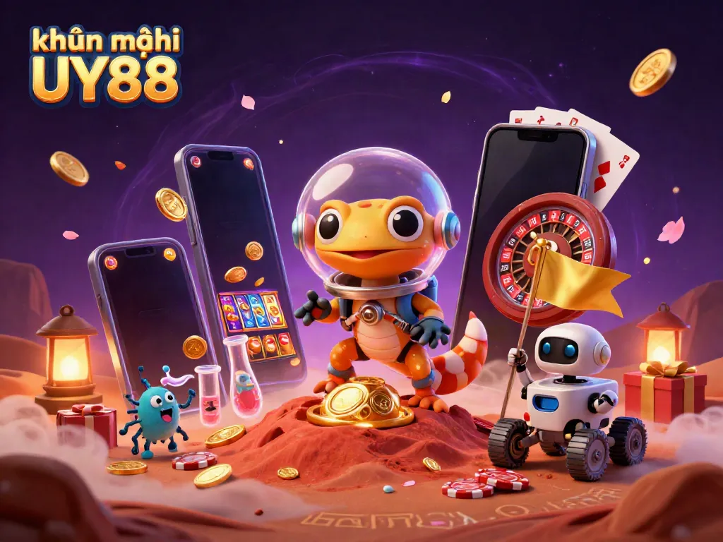 Experience exciting khuyến mãi UY88 at a vibrant casino scene with treasures from alien worlds.