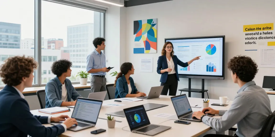 Dynamic team collaboration scene in a modern office showcasing the WPS Official Website tools in use for productive work.