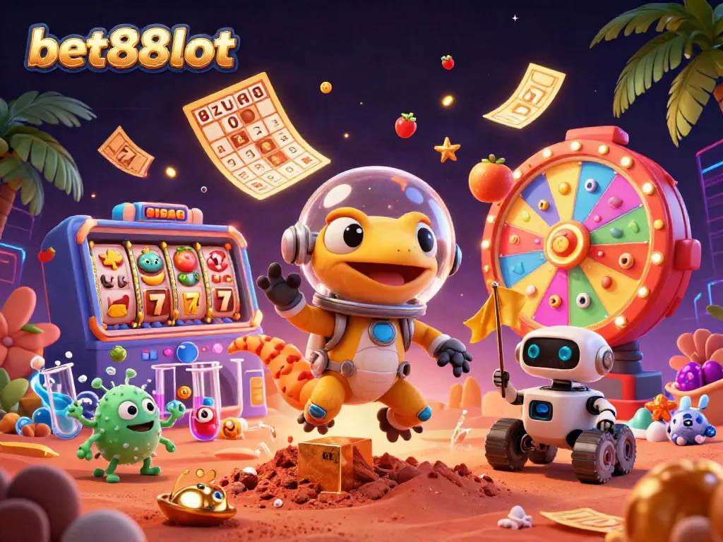 Experience over-the-top casino adventures with the bet88slot Martian gecko discovering riches in space!