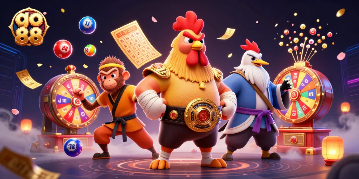 Engage with go 88's thrilling gaming experience featuring martial arts characters amid vibrant lottery elements.
