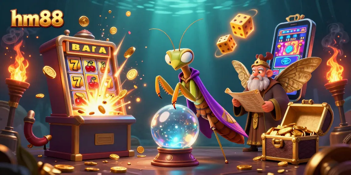 Play casino games with hm88, featuring mystical characters and jackpot elements in a vibrant scene.