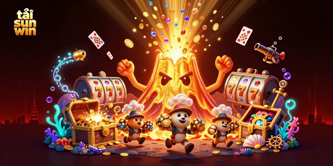 Experience the thrill of winning with tải sun win, featuring a vibrant casino scene of treasure and excitement.