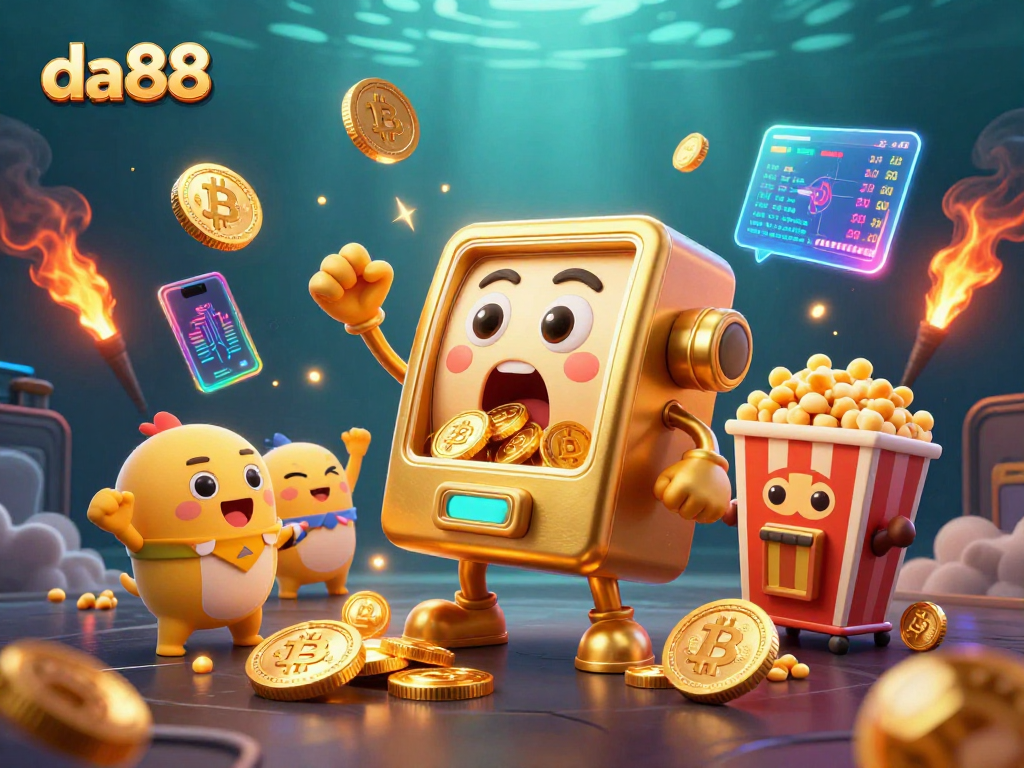Experience big wins with da88 in this vibrant slot machine scene celebrating jackpots.