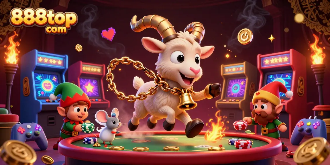 Play exciting games at 888top com with a festive scene of characters in a lively casino setting.