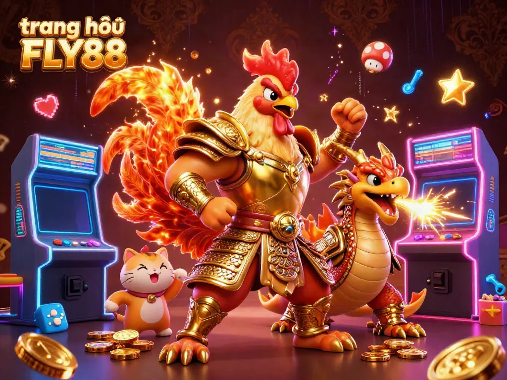 Experience excitement at trang chủ FLY88 with dynamic gambling characters in an animated setting.