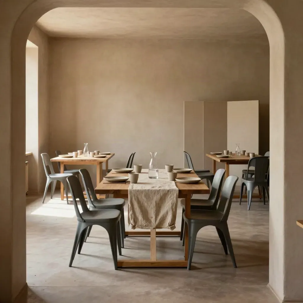 Lichte evenementenzaal met tafels, stoelen en servies klaar voor een kleine bijeenkomst.