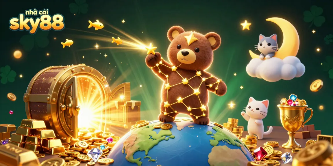 Experience thrilling gameplay at nhà cái sky88 with a captivating 3D casino scene filled with treasure and luck.