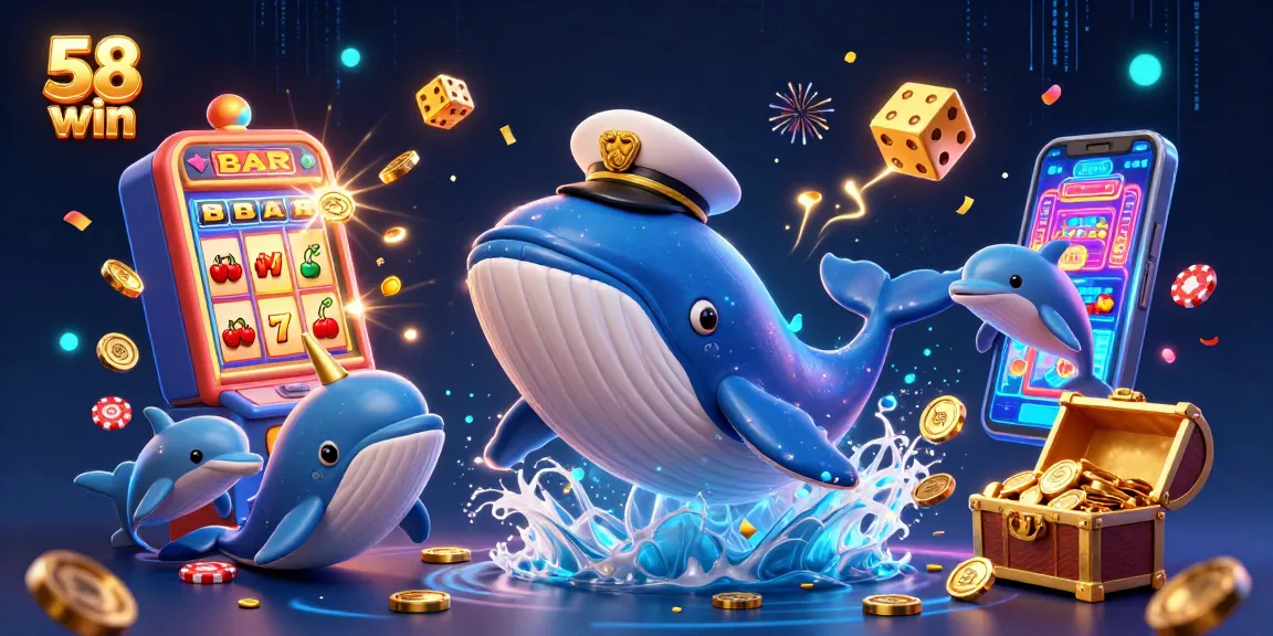 Play with 58 win at an exciting online casino with whales, dolphins, and jackpot visuals!