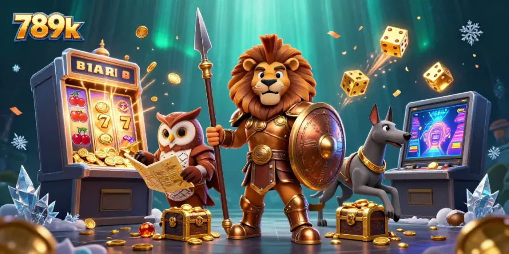 Experience the thrilling world of 789k with 3D characters around a jackpot slot explosion, showcasing the excitement of online gaming.