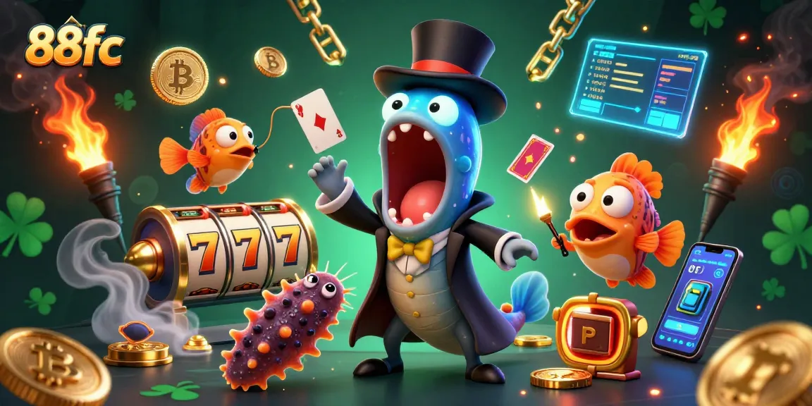Experience the thrilling atmosphere of 88fc with vibrant slot elements and deep-sea characters enhancing the casino fun.