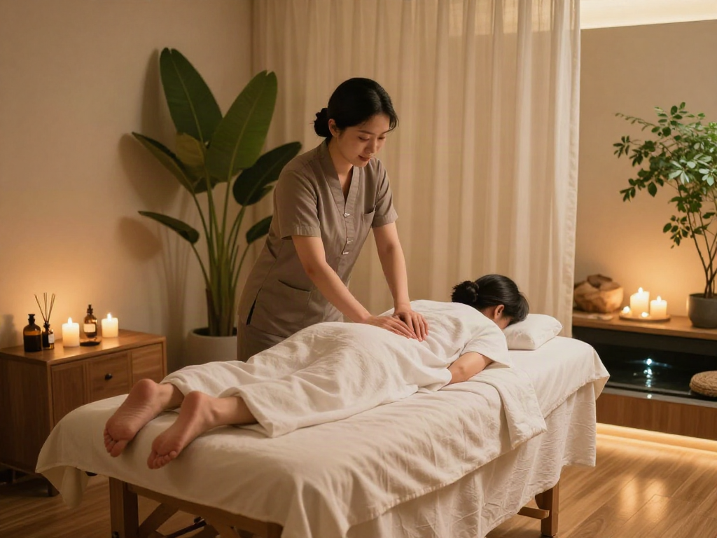 Relaxing massage therapy scene showcasing expert techniques for 영등포출장마사지 in a tranquil setting with soothing lighting and natural elements.
