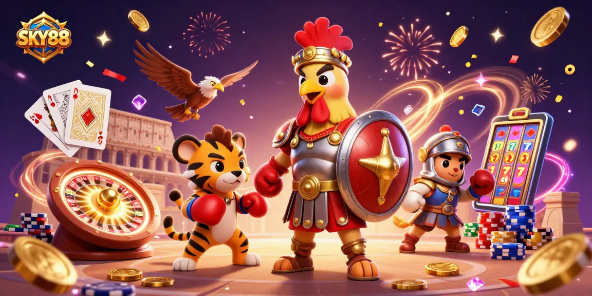 Experience thrilling gameplay at SKY88 with colorful 3D animations and dynamic gaming elements.