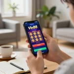 Engaging mobile gaming with the Vin88 uy tín app in a cozy setting, showcasing strategic online slots.