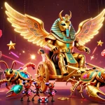 Experience thrilling gaming action with 9bet83's dynamic casino illustration featuring vibrant characters and elements.