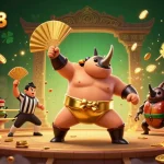 NAGA188 menyajikan pertarungan sumo seru dengan karakter unik dan koin bertebaran, menunjukkan suasana kasino yang meriah.