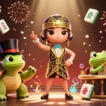 Experience keonhacai55 as a lively scene of a roaring-twenties speakeasy filled with 3D characters and casino elements.