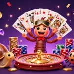 Join the excitement at lu88a with vibrant characters showcasing casino games and dazzling elements.