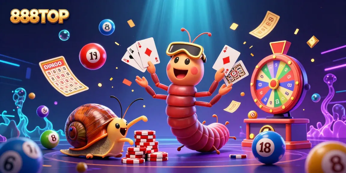 Experience the dynamic world of gambling at 888TOP with vibrant casino characters and exciting game elements.