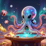Play poker with KK55's 3D alien octopus, surrounded by remarkable casino elements.