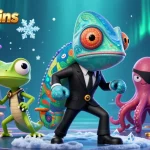 Engage in exciting slot games with stellarspins featuring a colorful cartoon chameleon and vibrant game elements.
