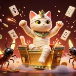 Enhance your nhận định bóng đá skills with a dynamic scene of an Egyptian mummy cat among casino elements.