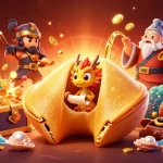 Bet88 showcases excitement with a giant fortune cookie, dragon, and vibrant casino elements in a rich scene.